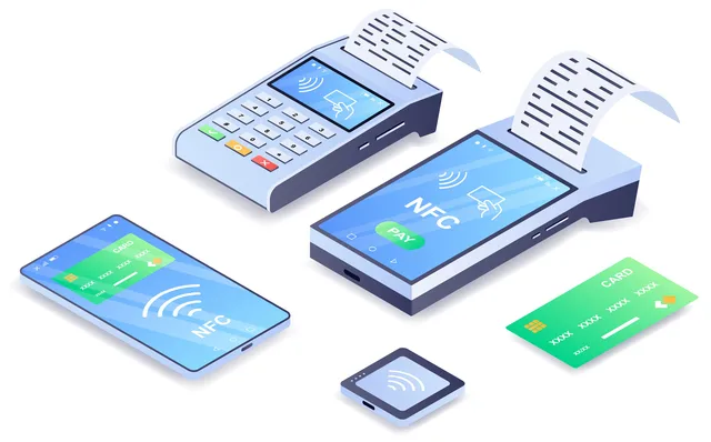 POS Systems, Card reader, cell phone and credit card